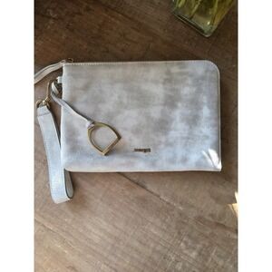 Margot New York Accessory Bag Clutch Grey‎ Suede Leather Purse 9.75 x 7 Strap
